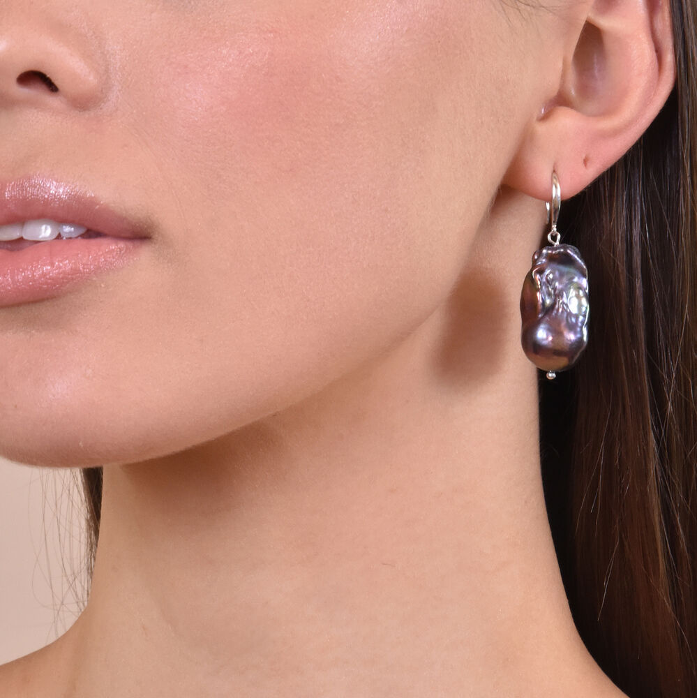 Culturesse Ebony Mediterranean Dark Baroque Pearl Earrings