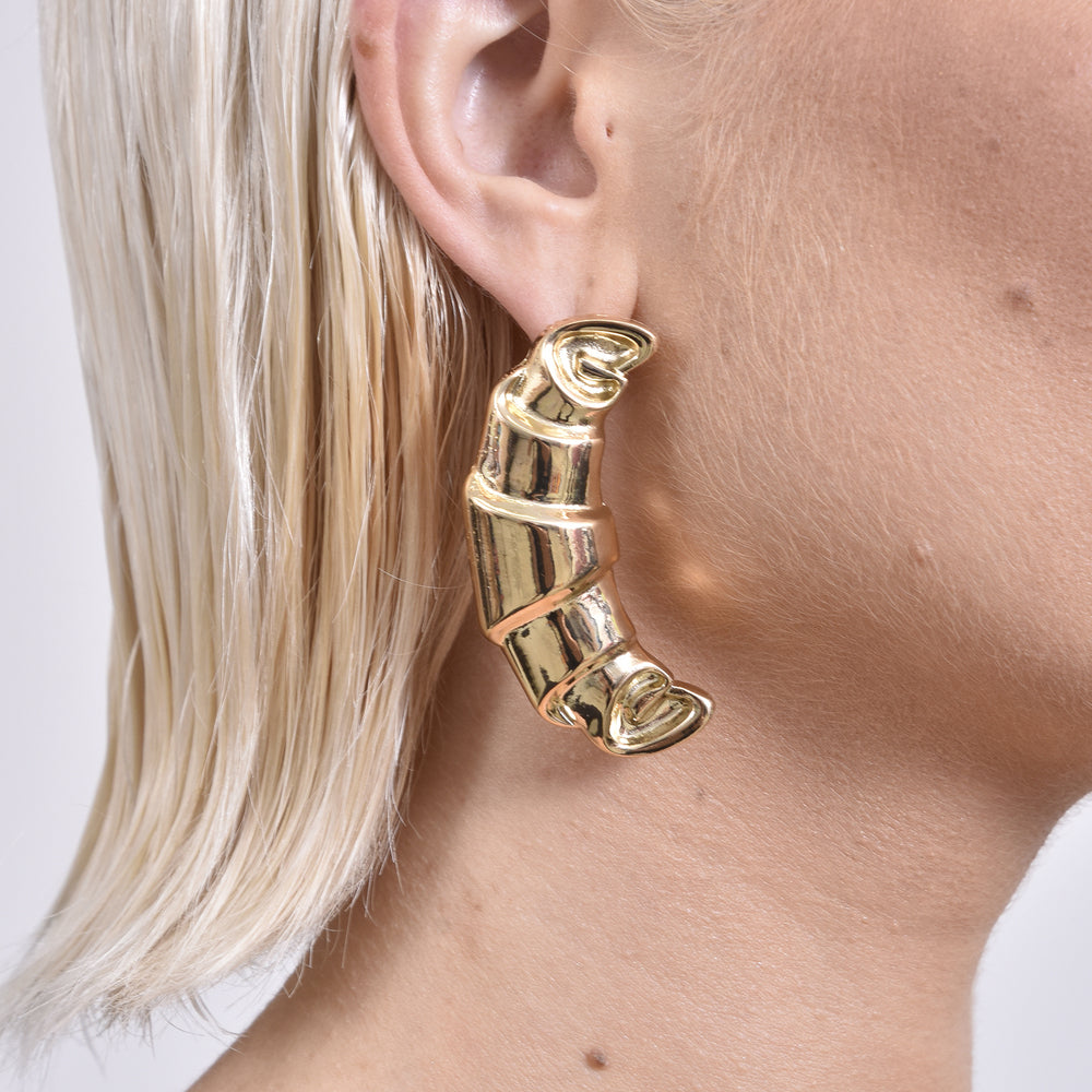 Culturesse Louane Croissant Statement Earrings (Gold)