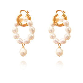 Culturesse Vesna Freshwater Pearl Hoop Earrings