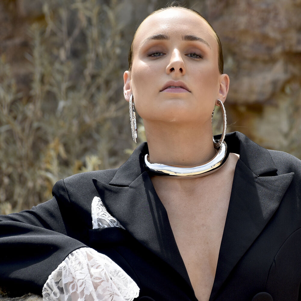 Culturesse Bronwyn Runway Style Diamante Hoop Earrings