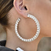 Culturesse Bronwyn Runway Style Diamante Hoop Earrings