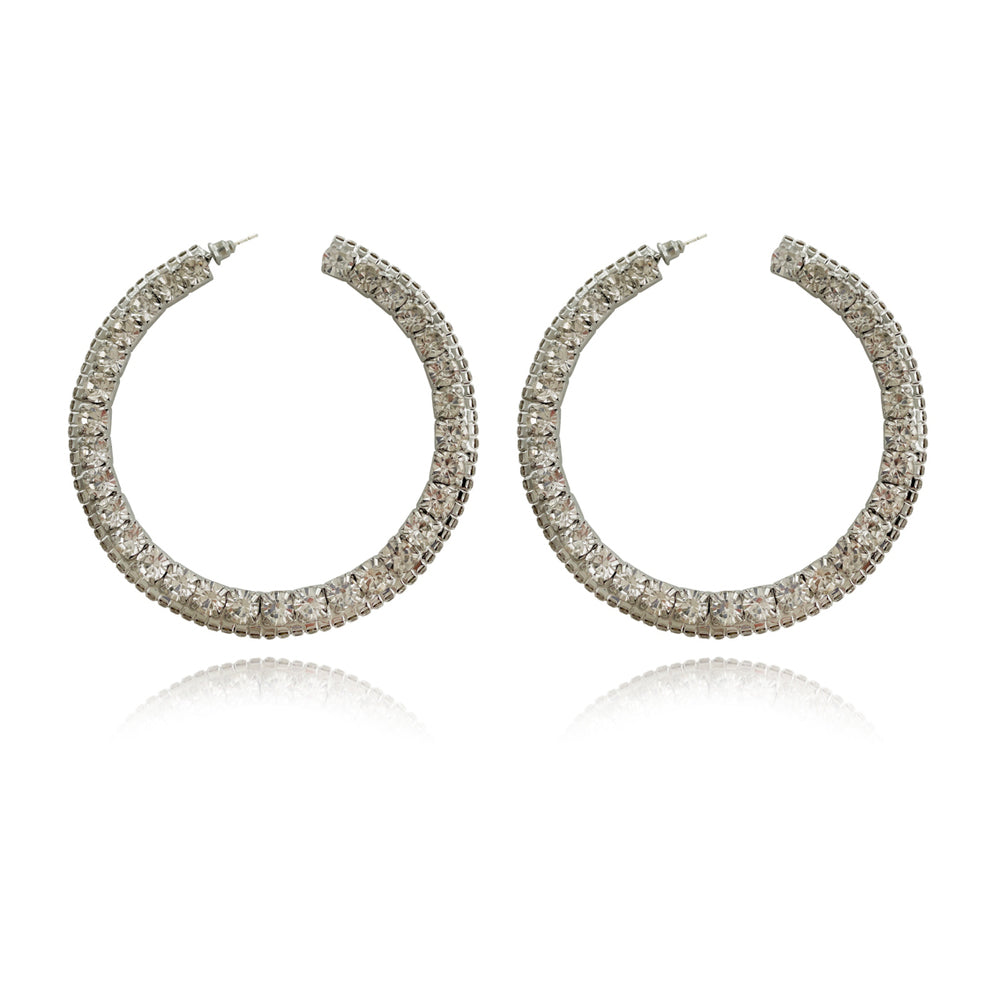 Culturesse Bronwyn Runway Style Diamante Hoop Earrings