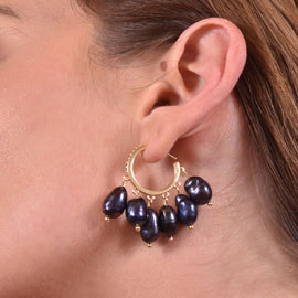Culturesse Nerissa Black Freshwater Pearl Drop Earrings