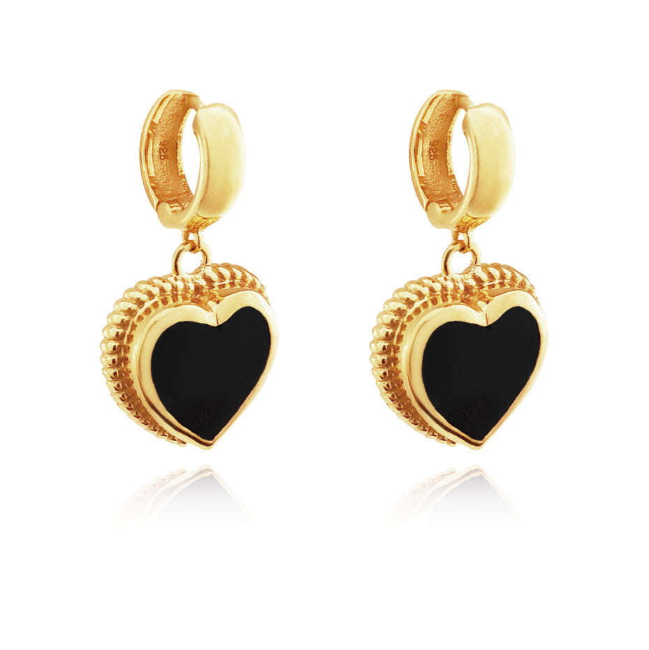 Culturesse Esmeray Black Onyx Heart Drop Earrings