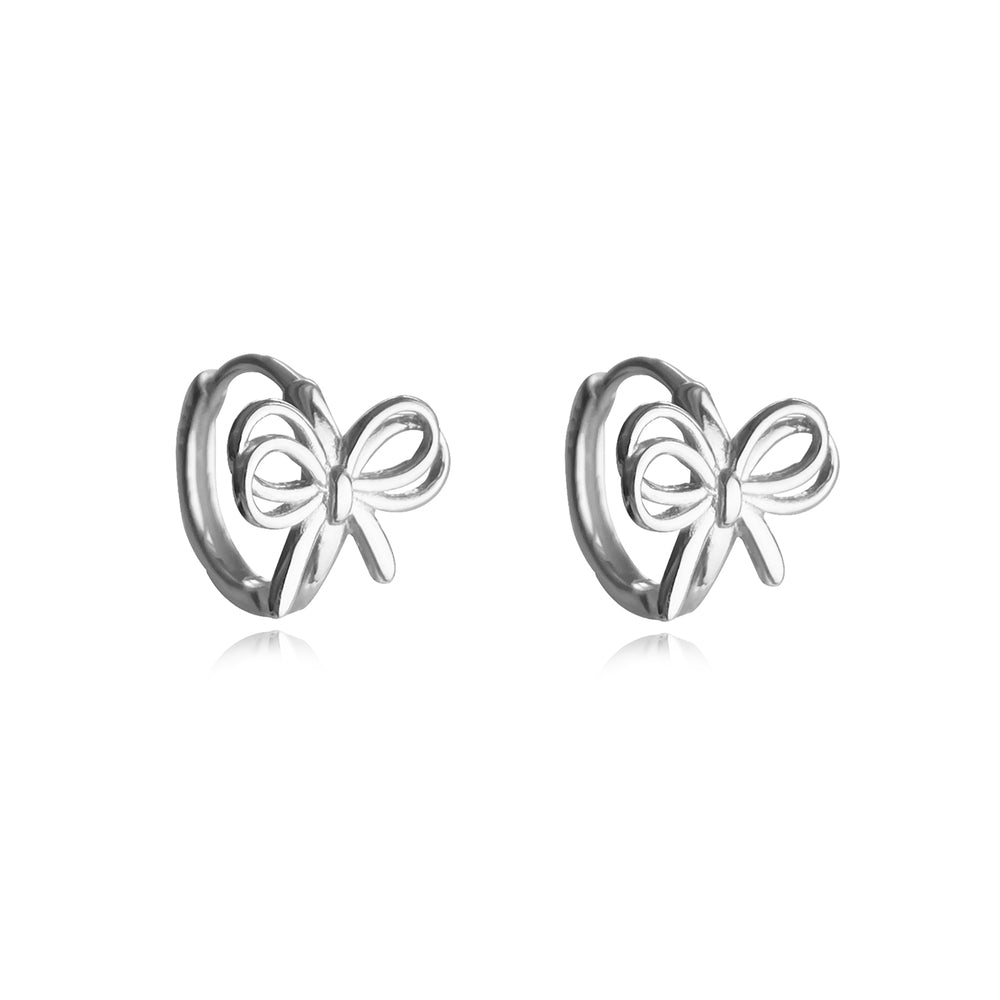 Culturesse Liana Bow Tie Hoop Earrings (Silver)