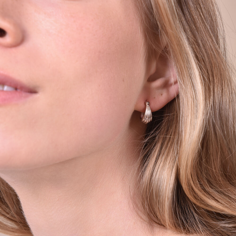 Culturesse Jolie Deco Bowl Huggie Earrings (Silver)