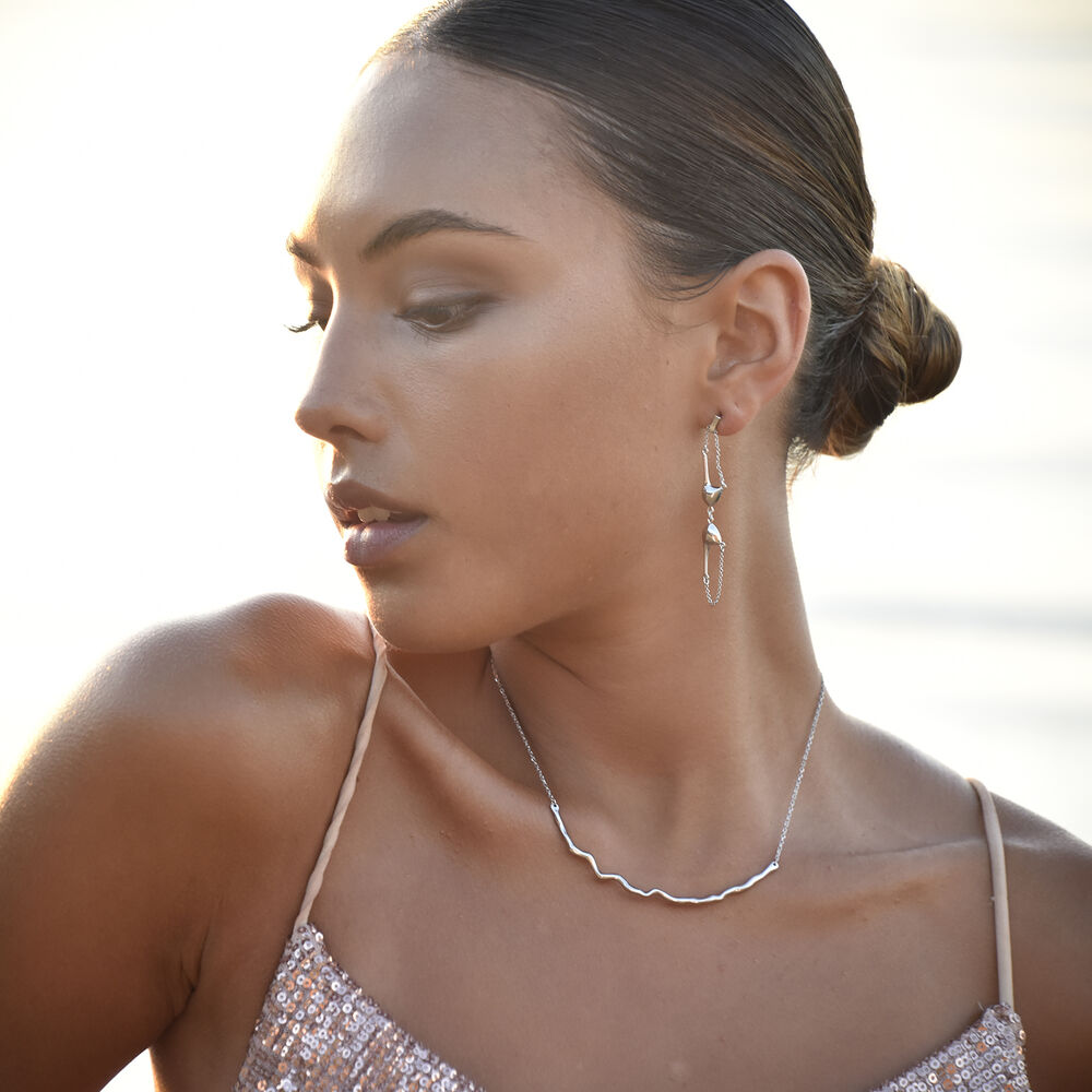 Culturesse Georgina Art Deco Bralette Earrings (Silver)