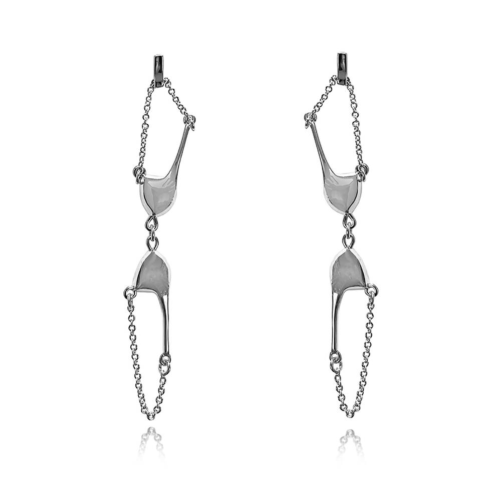 Culturesse Georgina Art Deco Bralette Earrings (Silver)