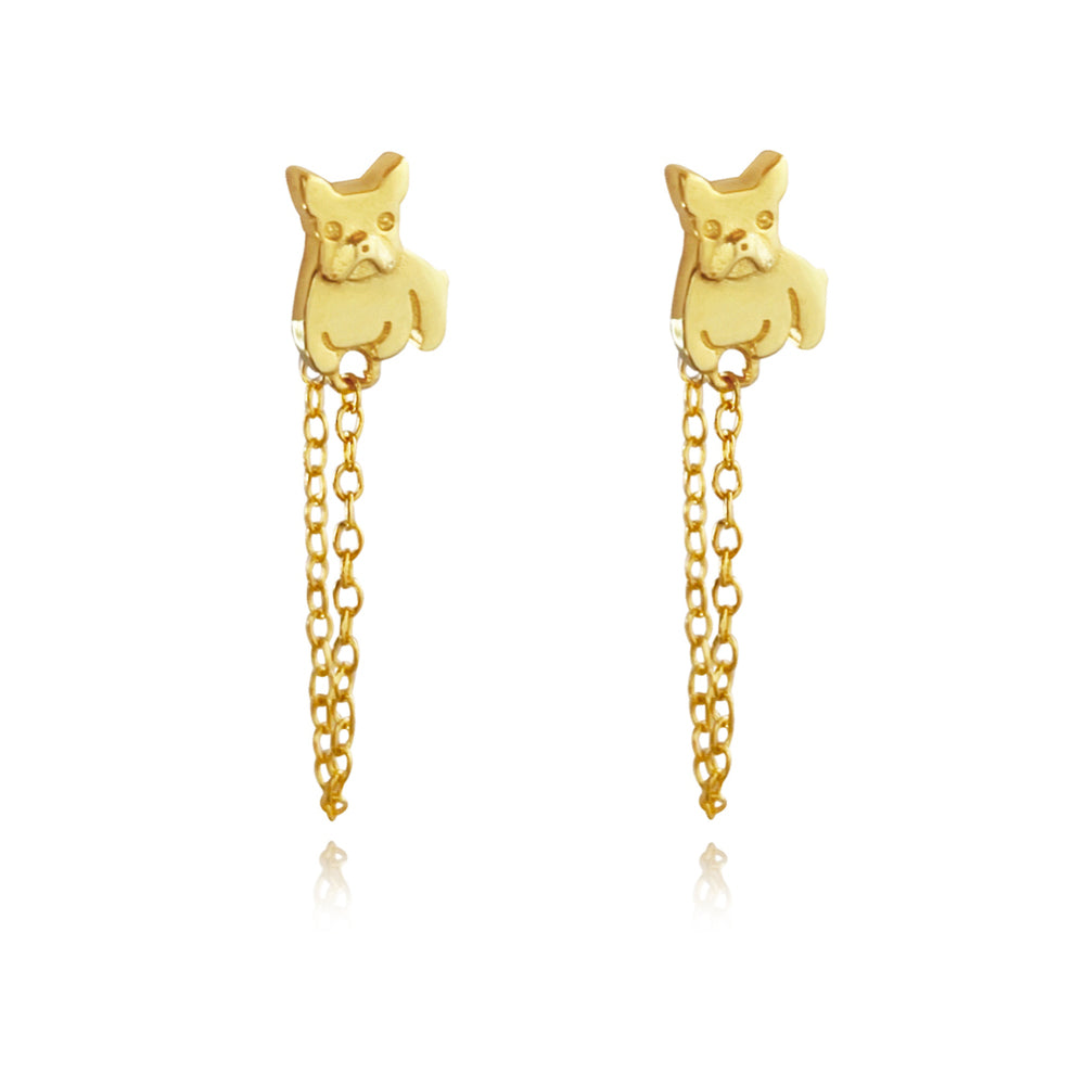Culturesse Beau Gold Filled Dainty Bulldog Earrings