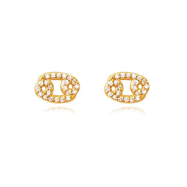 Culturesse Cancer Artisan Zirconia Pave Stud Earrings (Gold)