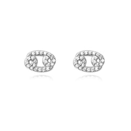 Culturesse Cancer Artisan Zirconia Pave Stud Earrings (Silver)