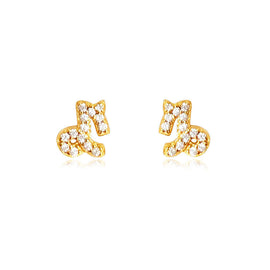 Culturesse Capricorn Artisan Zirconia Pave Stud Earrings (Gold)
