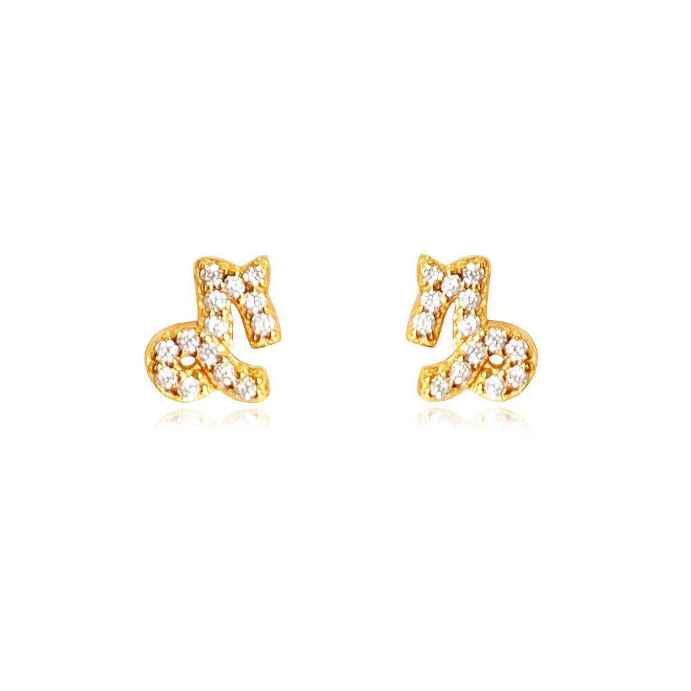 Culturesse Capricorn Artisan Zirconia Pave Stud Earrings (Gold)