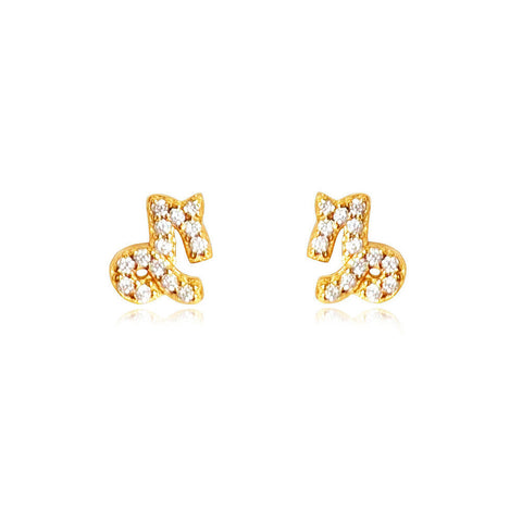 Culturesse Capricorn Artisan Zirconia Pave Stud Earrings (Gold)