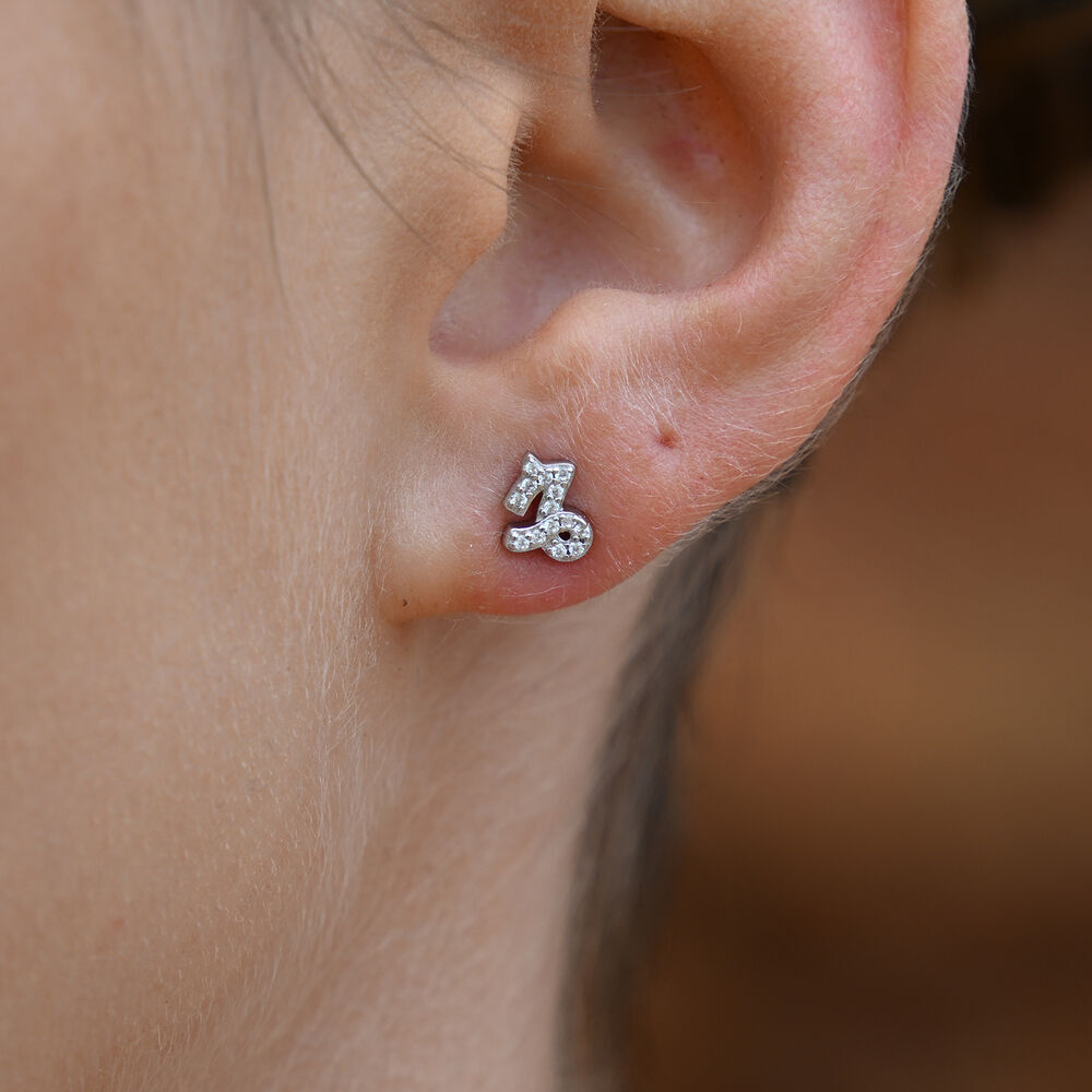 Culturesse Capricorn Artisan Zirconia Pave Stud Earrings (Silver)