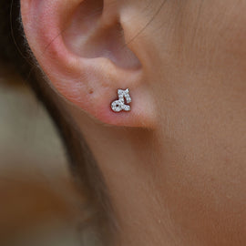 Culturesse Capricorn Zodiac Zirconia Pave Stud Earrings (Silver)