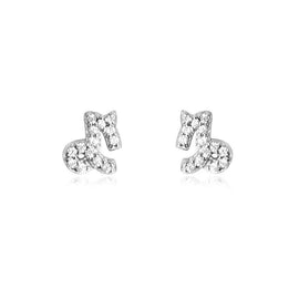 Culturesse Capricorn Artisan Zirconia Pave Stud Earrings (Silver)