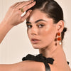 Culturesse Carmine Carnelian Quartz Pearl Drop Earrings