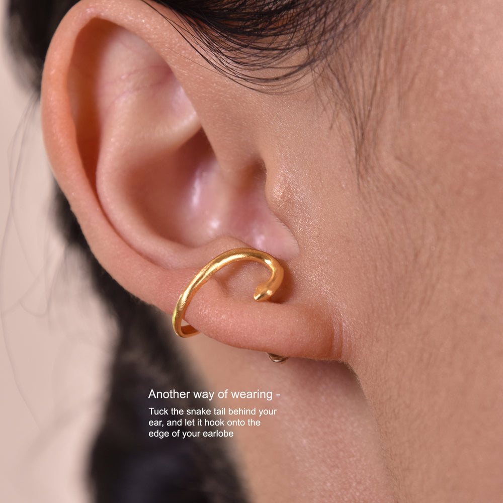 Culturesse Cassidy Artisan Dainty Serpent Earrings - Gold Filled