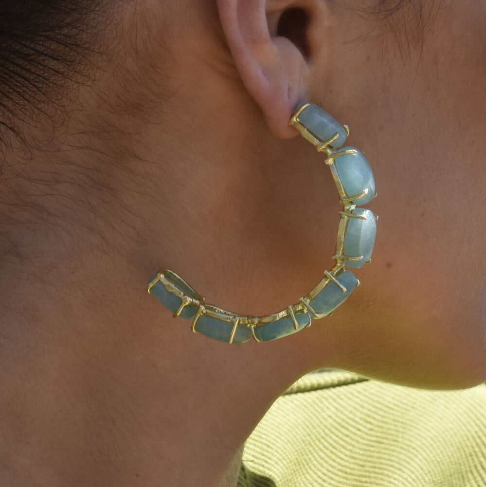 Culturesse Jemila Chalcedony Gemstone Hoop Earrings