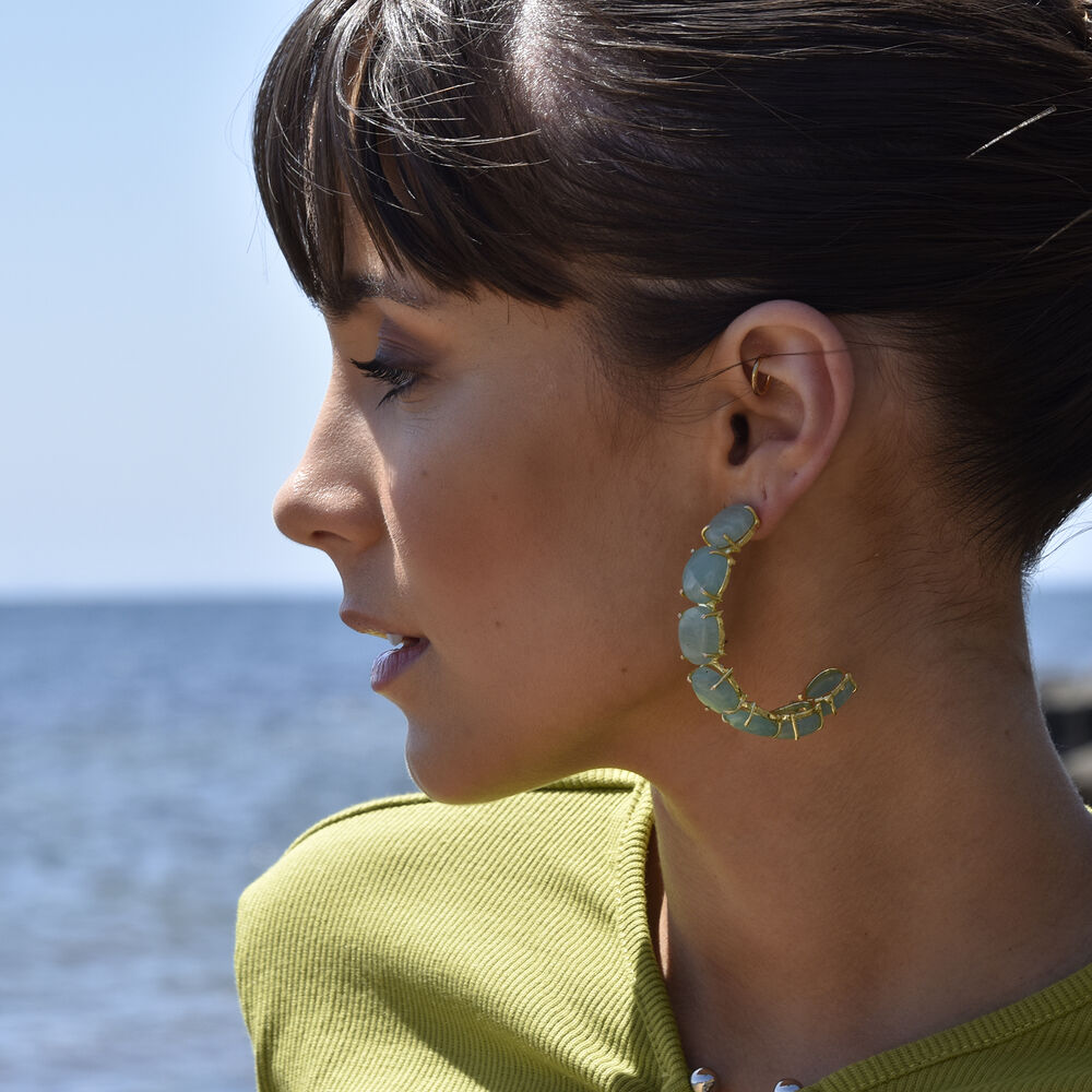 Culturesse Jemila Chalcedony Gemstone Hoop Earrings