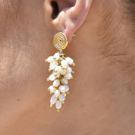 Culturesse Bellarose 24K Artisan Pearl Drop Earrings