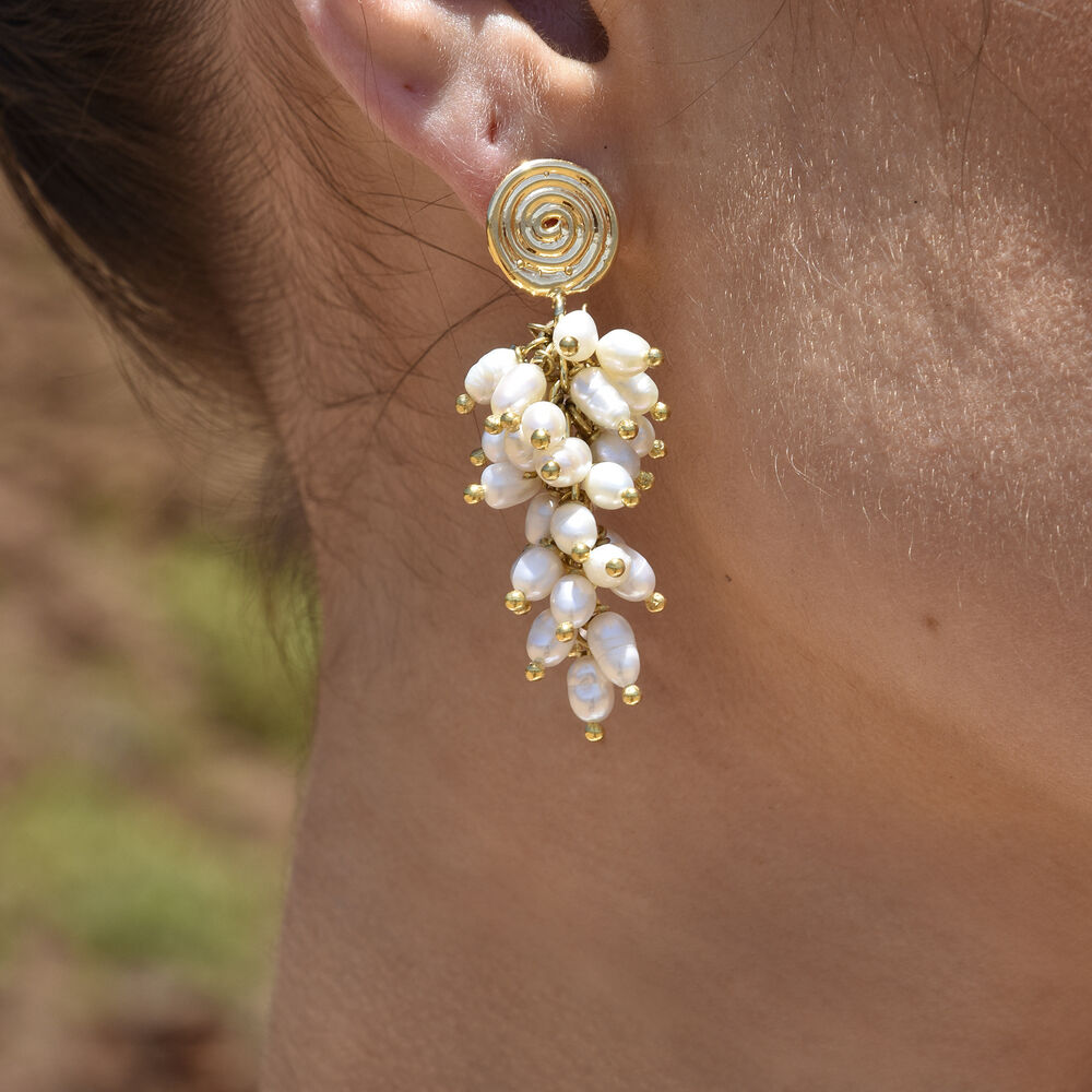 Culturesse Bellarose 24K Artisan Pearl Drop Earrings