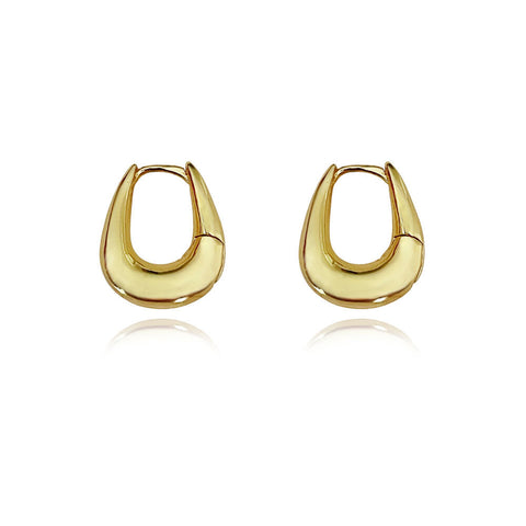 Culturesse Tate Sculptural Huggie Hoop Earrings (Gold)