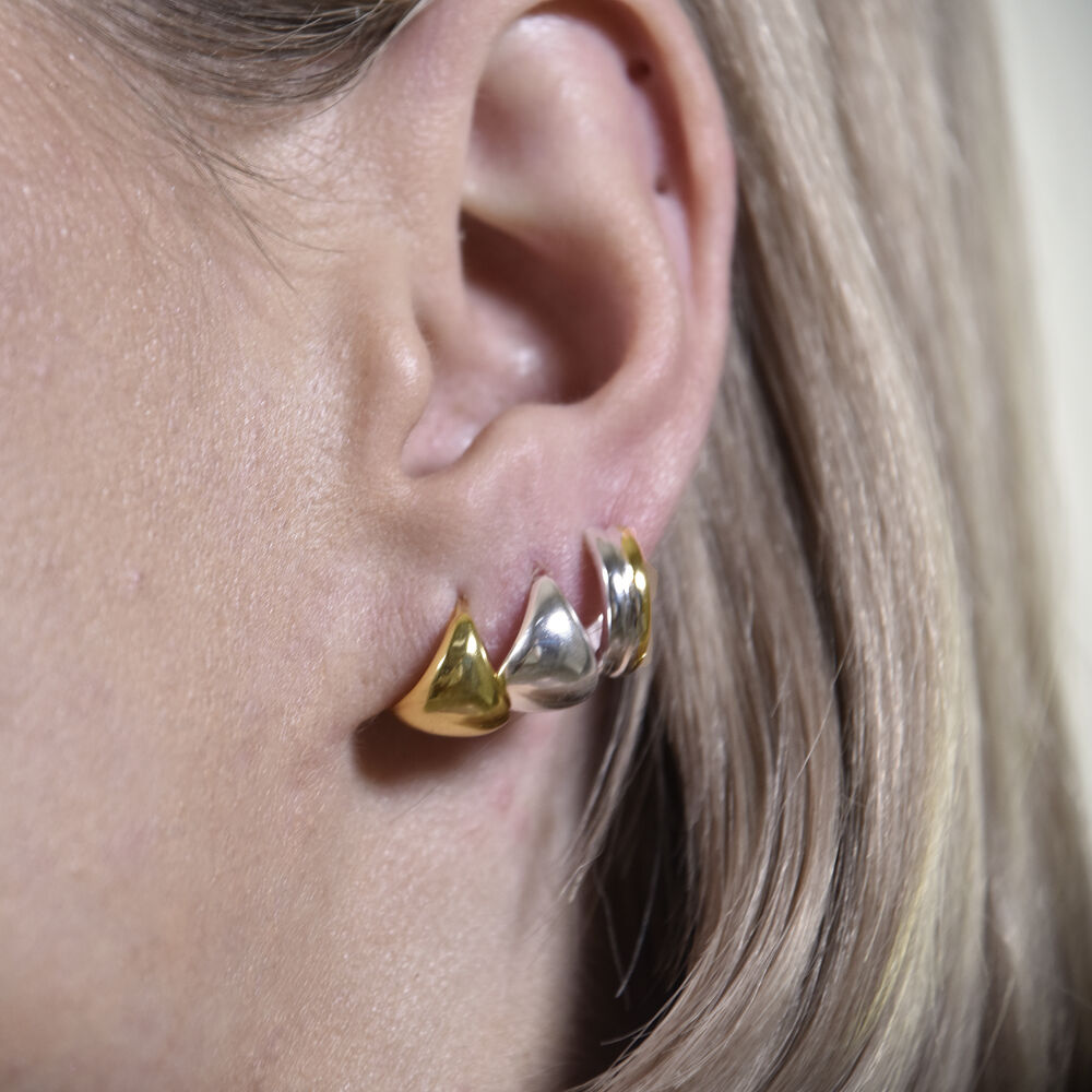 Culturesse Dori Artsy Chic Dainty Bowl Earrings (Gold Vermeil)