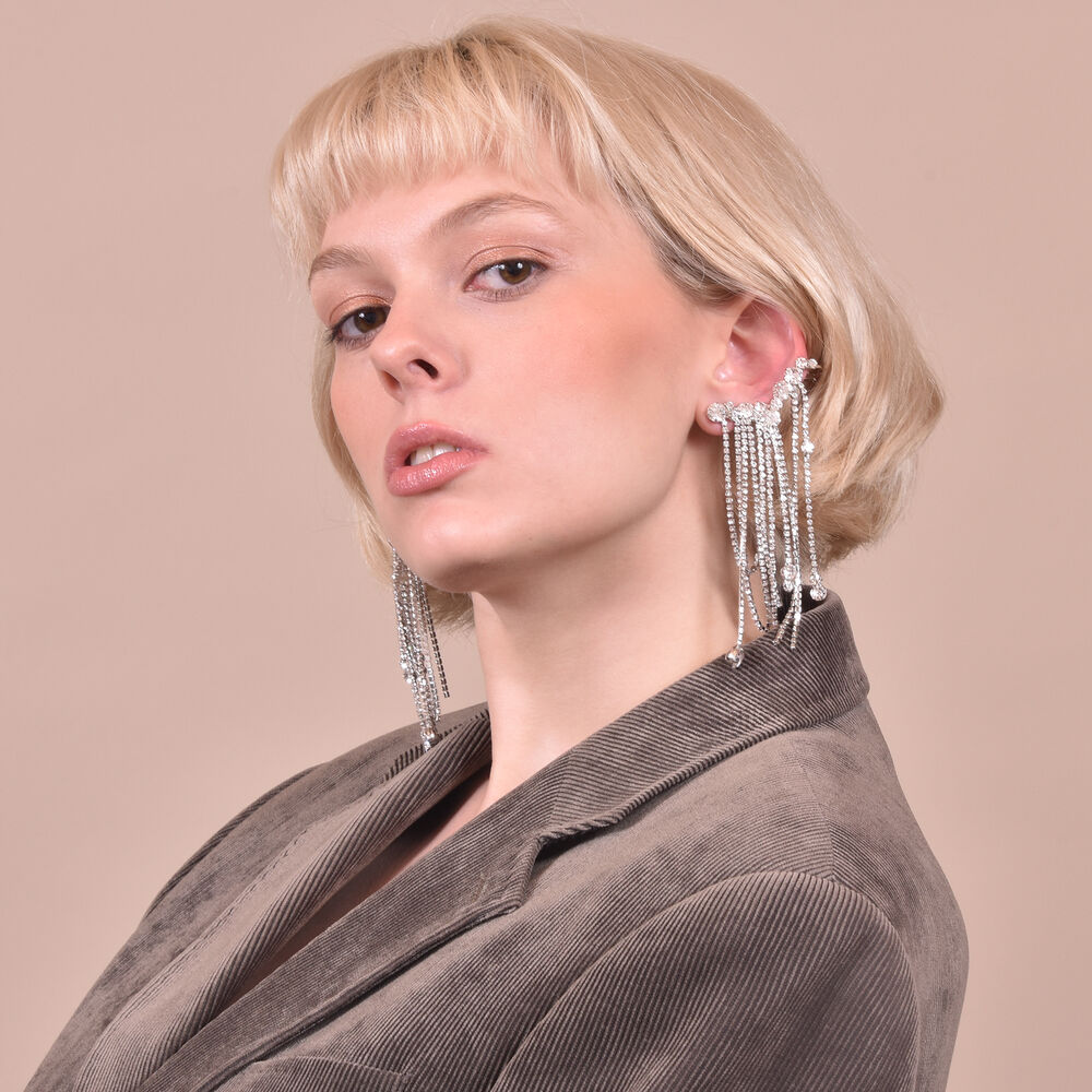 Culturesse Bespoke Diamante Climber Earrings