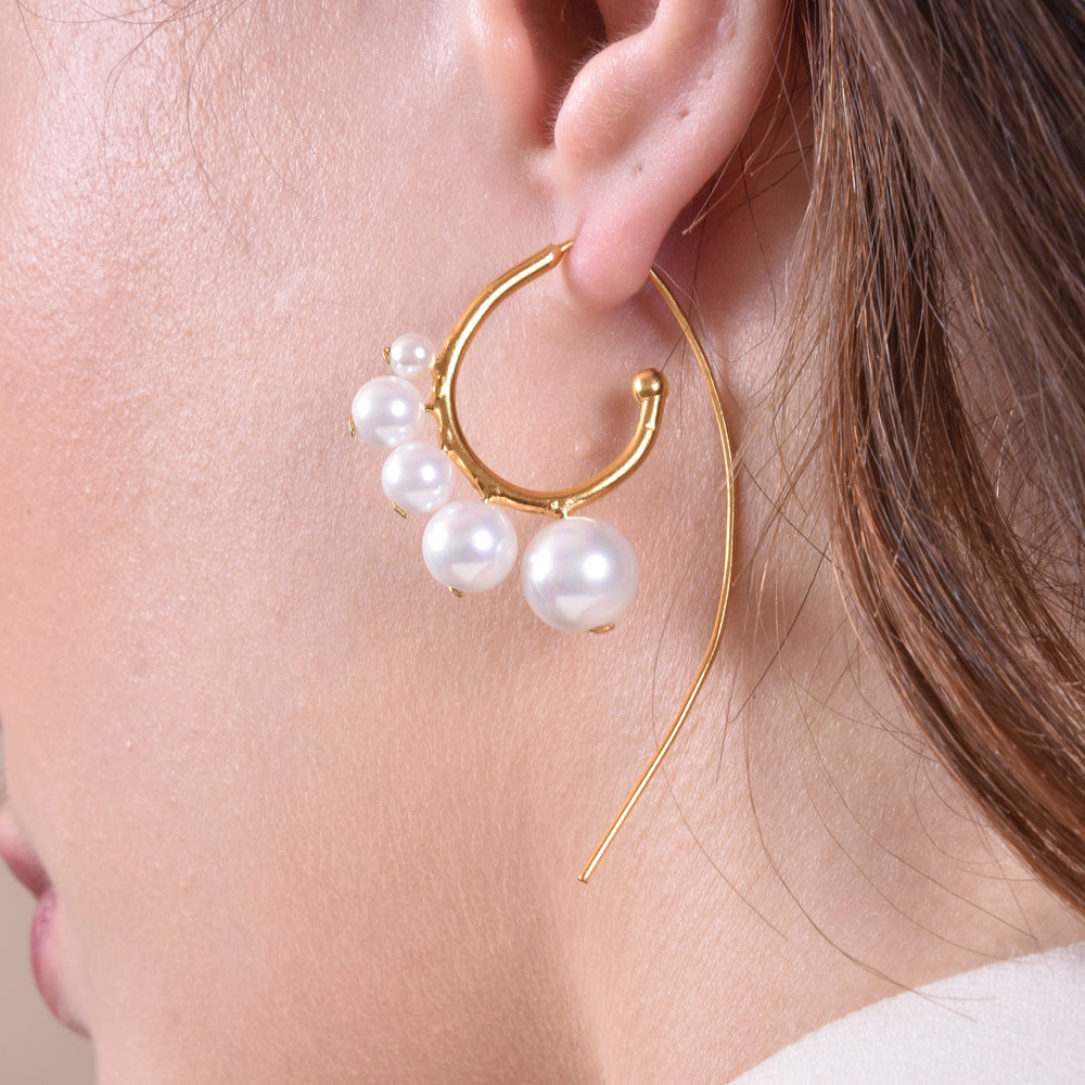 Culturesse Romane 24K Artisan Pearl Flow Earrings