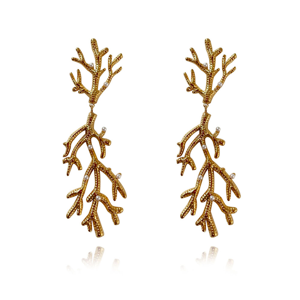 Culturesse Alvena Coral Statement Earrings