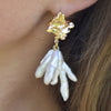 Culturesse Meredith Coral Pearl Drop Earrings