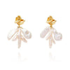 Culturesse Meredith Coral Pearl Drop Earrings