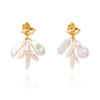 Culturesse Meredith Coral Pearl Drop Earrings