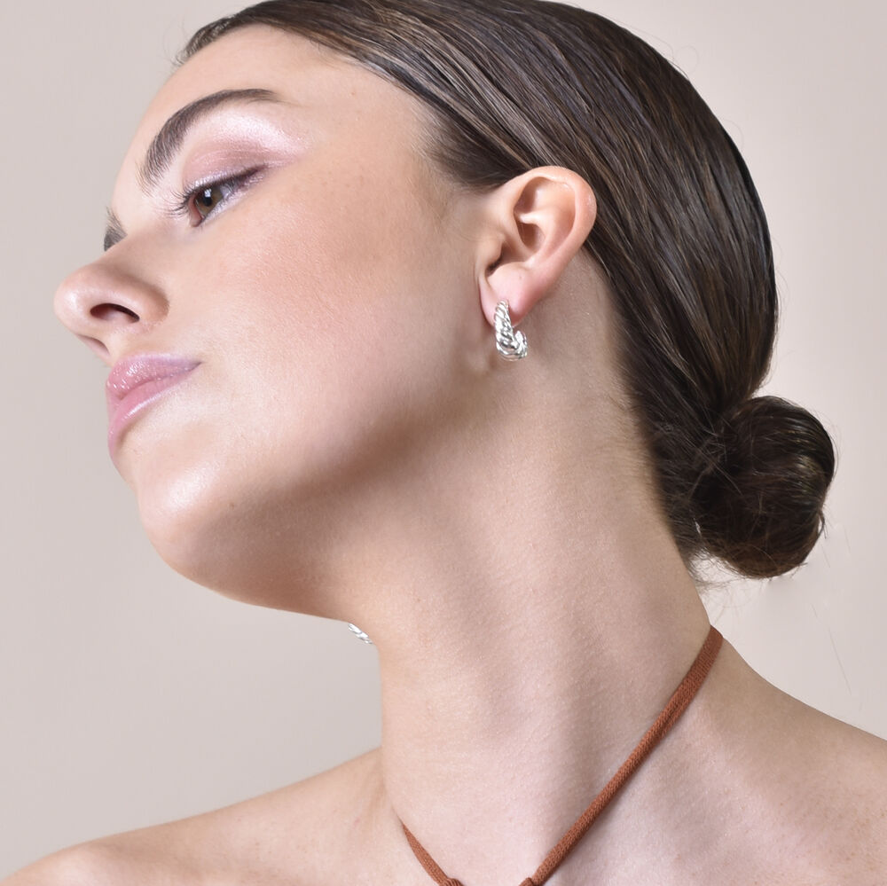 Culturesse Gianni Croissant C Hoop Earrings (Silver)