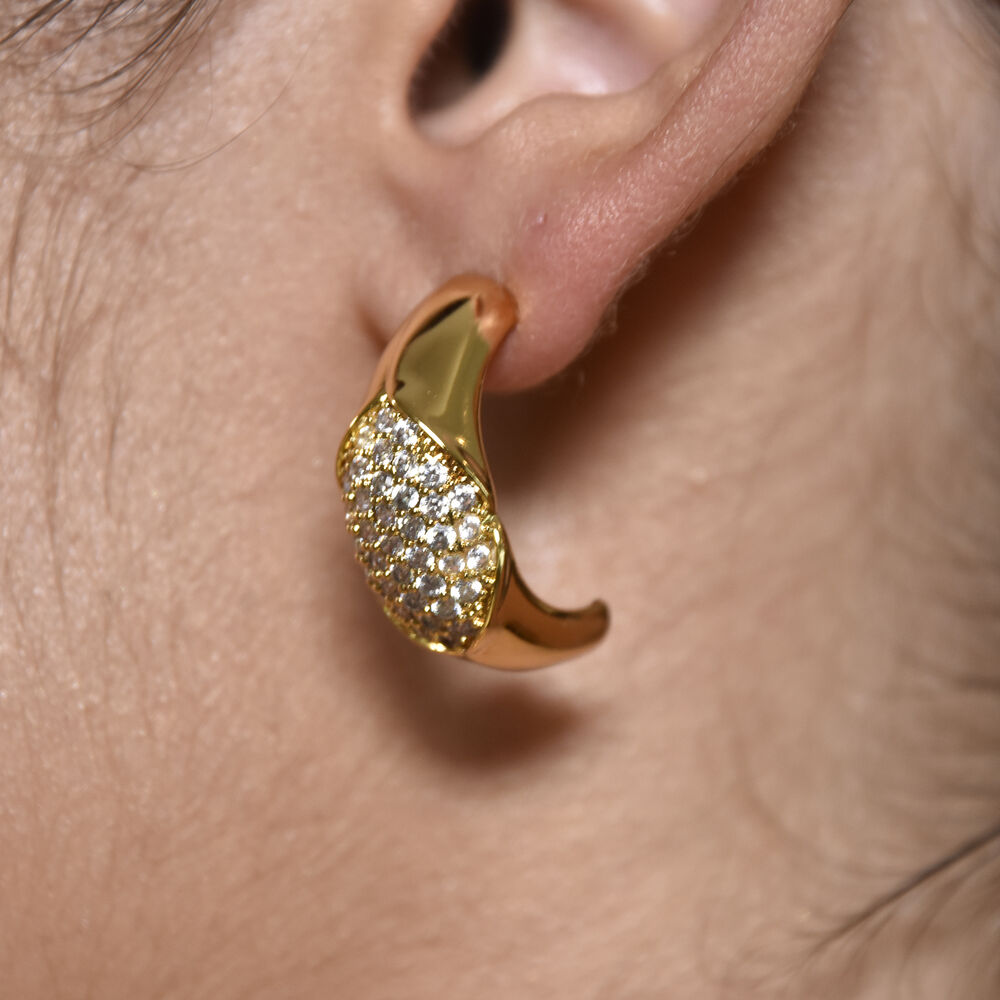 Culturesse Albertine Luxury 24K Diamante Curve Earrings