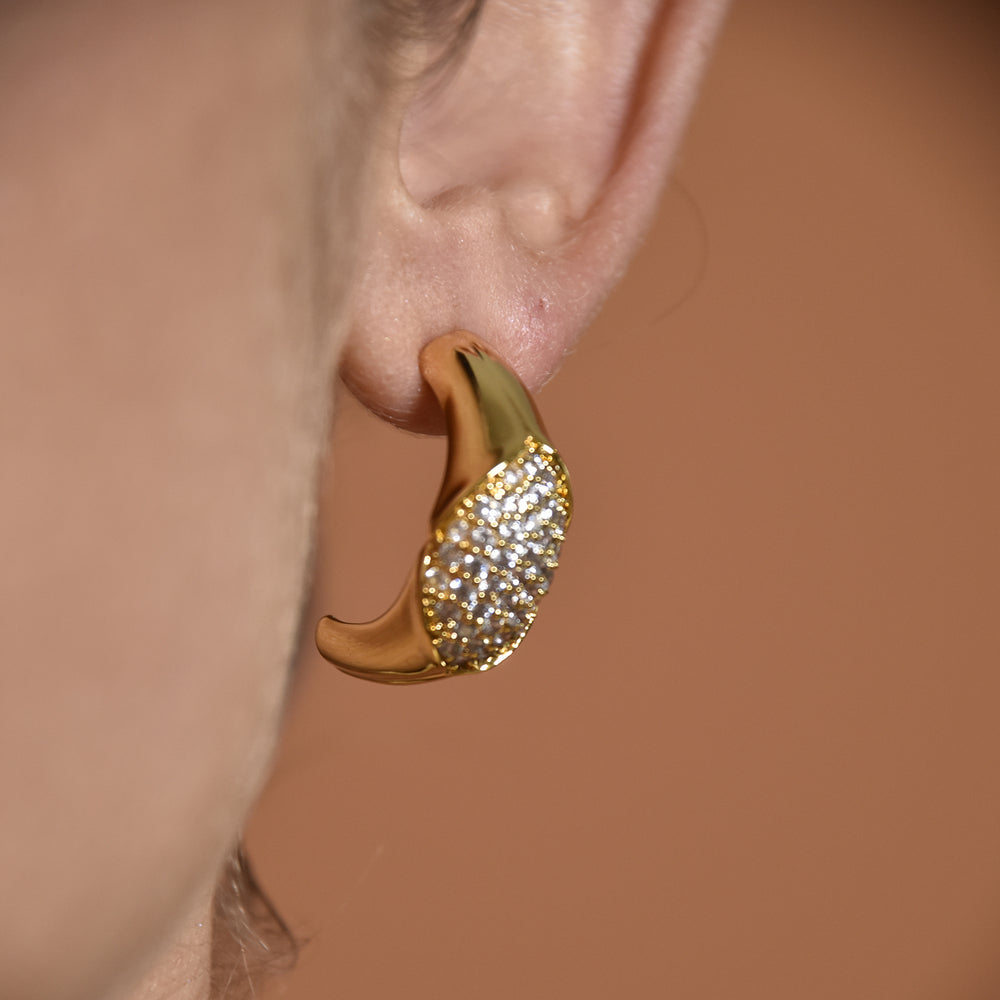 Culturesse Albertine Luxury 24K Diamante Curve Earrings