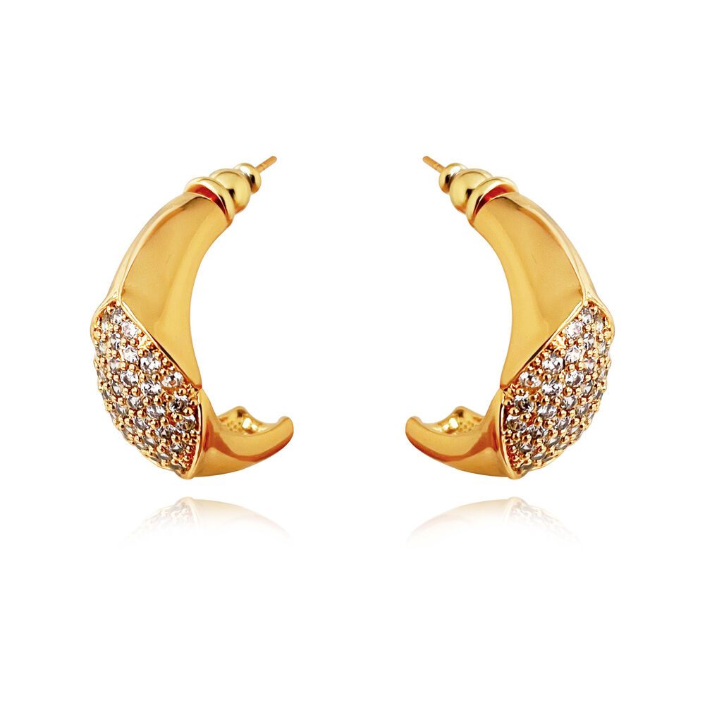 Culturesse Albertine Luxury 24K Diamante Curve Earrings