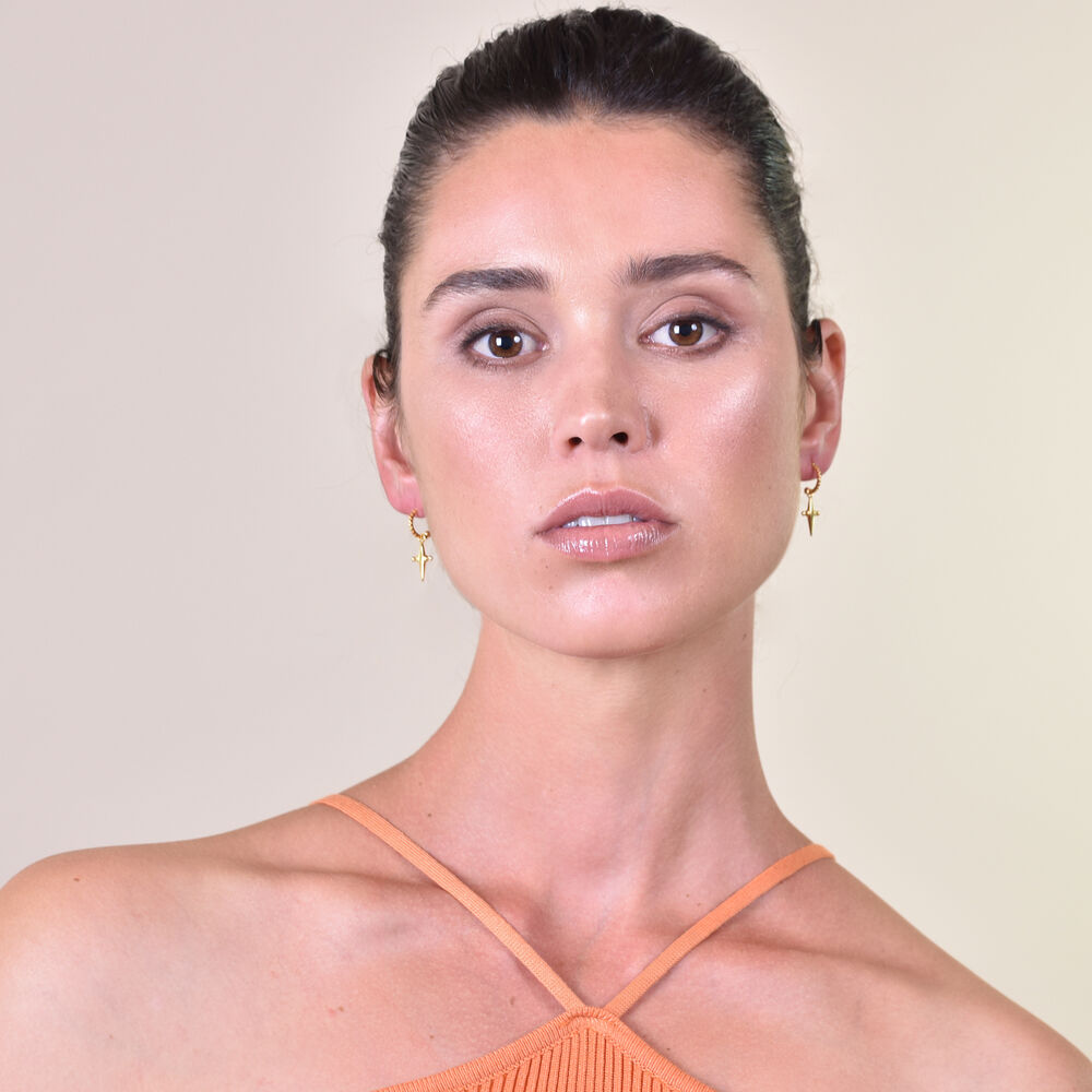 Culturesse Niko Gold Vermeil Cross Drop Earrings