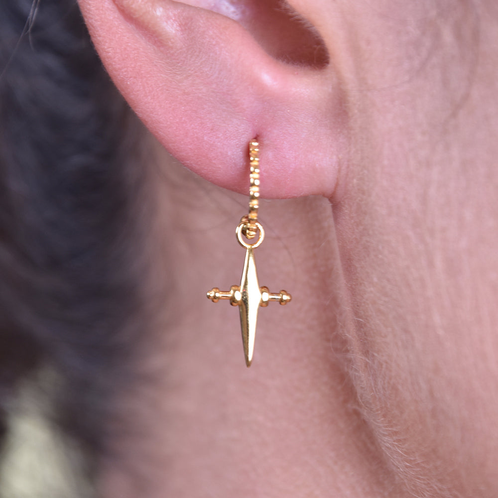 Culturesse Niko Gold Vermeil Cross Drop Earrings