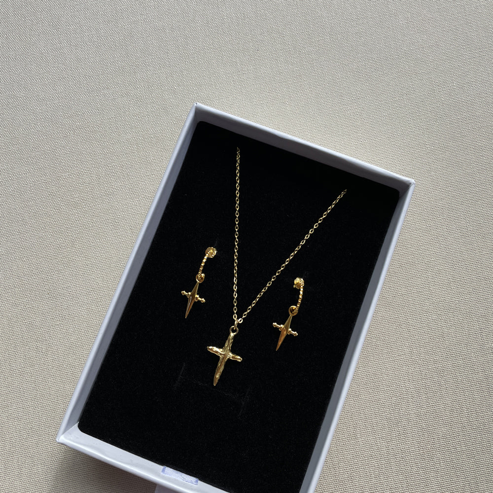 Culturesse Niko Gold Vermeil Cross Drop Earrings