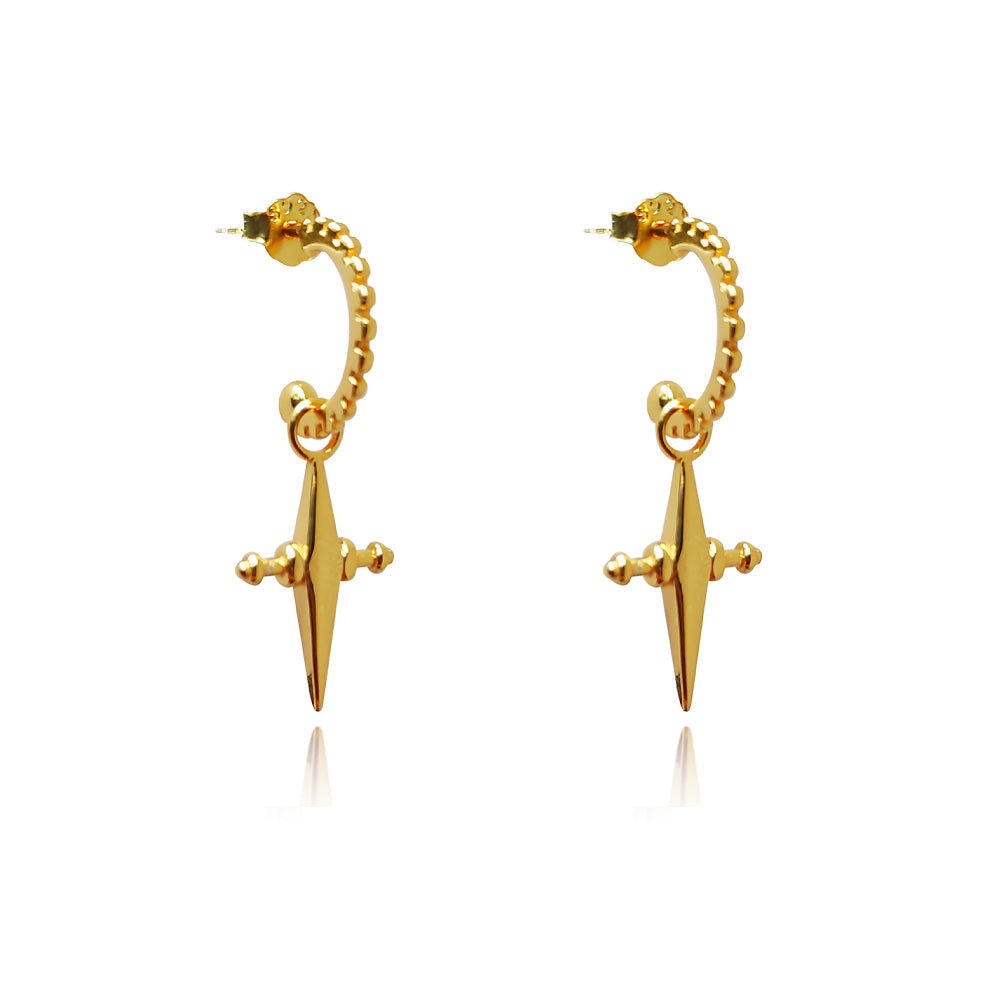 Culturesse Niko Gold Vermeil Cross Drop Earrings