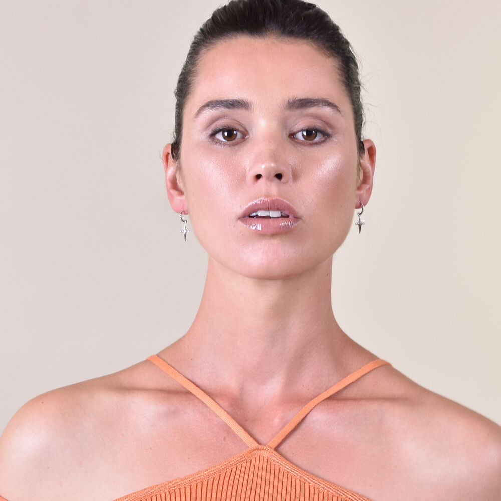 Culturesse Lyre Silver Cross Drop Earrings