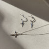 Culturesse Lyre Silver Cross Drop Earrings