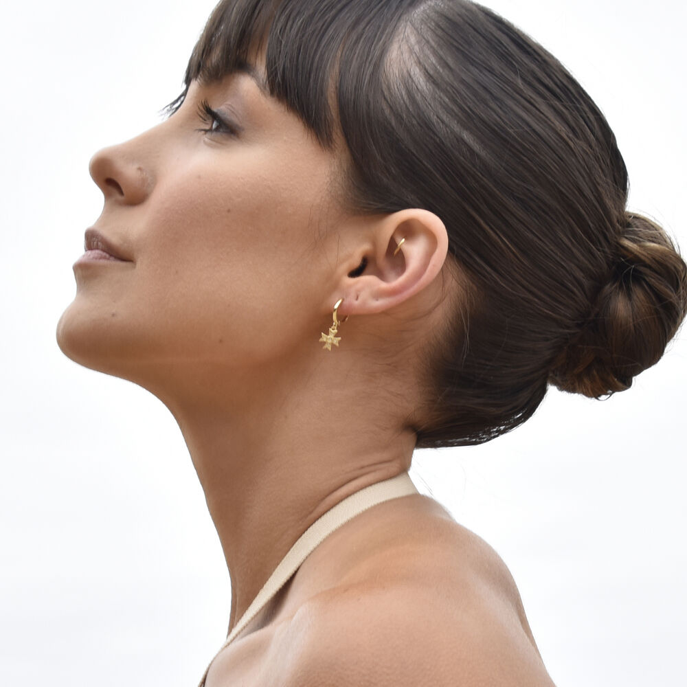 Culturesse Exie Cross Drop Earrings (Gold Vermeil)