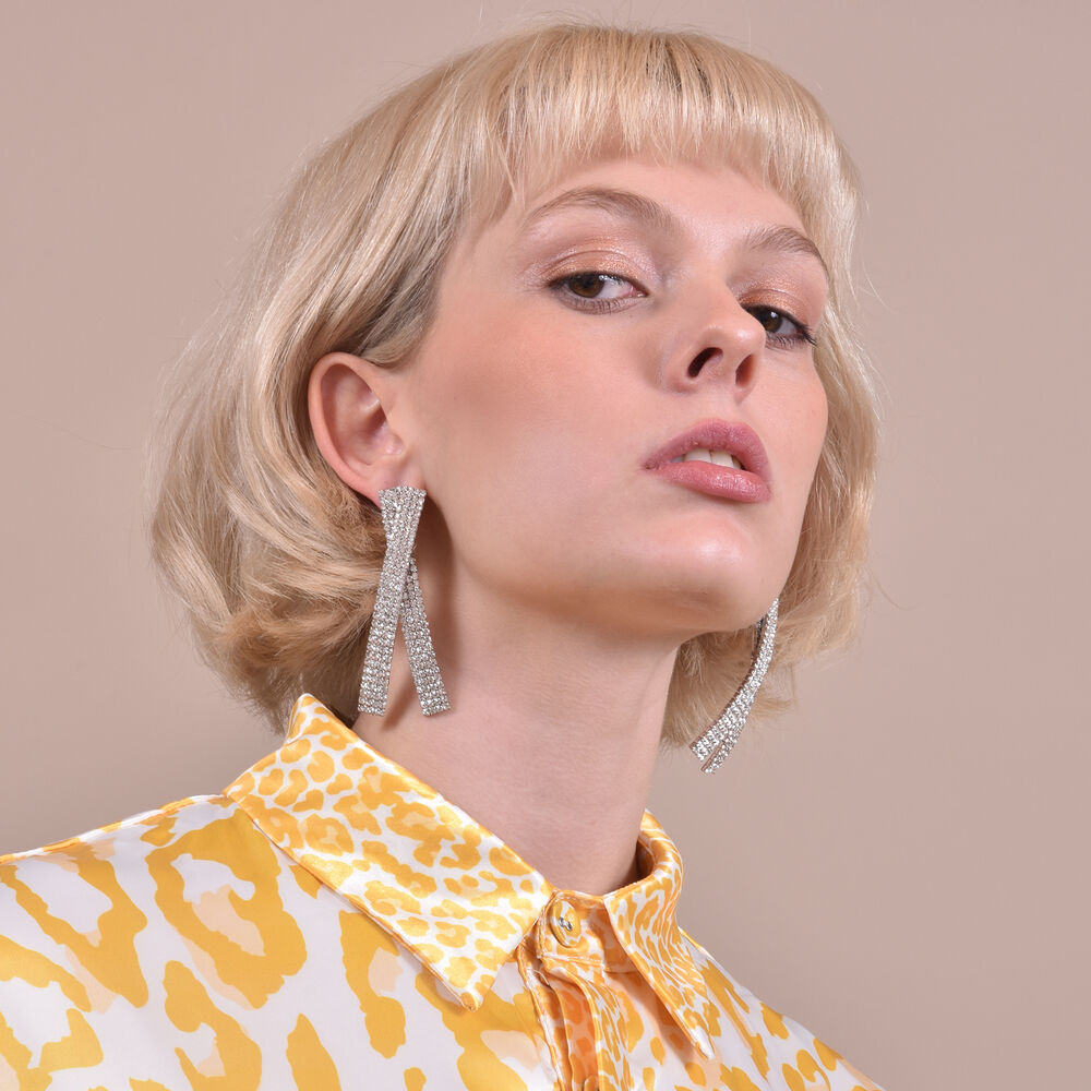 Culturesse Daur Diamante Ribbon Earrings