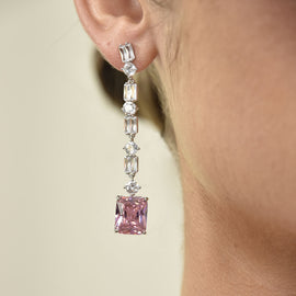 Culturesse Annalee Crystal Drop Earrings (Rose Blush)