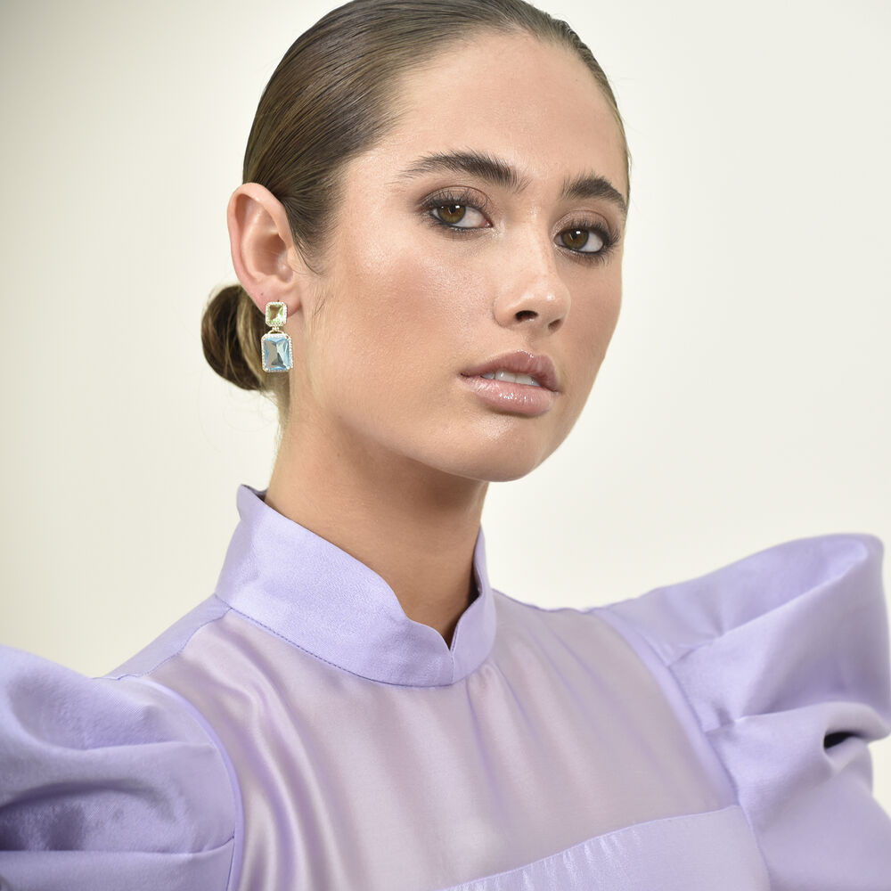 Culturesse Marella Aqua Crystal Drop Earrings