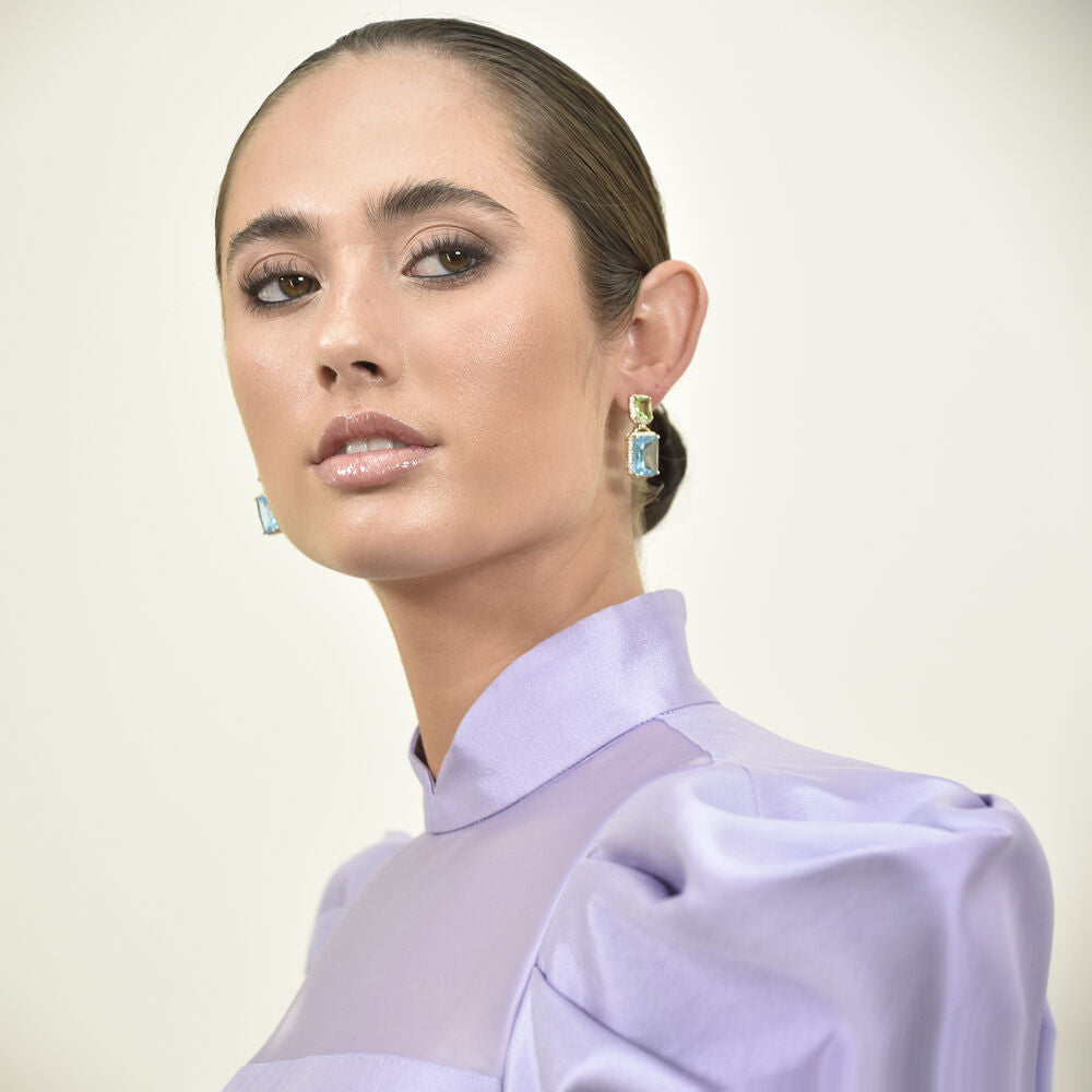 Culturesse Marella Aqua Crystal Drop Earrings